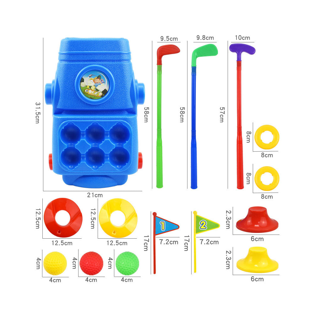 COOLBABY Toddler Golf Toy Set,Kids Golf Suitcase Toy Set with 4 Colorful Golf Clubs 6 Balls 2 Practice Holes for Kids indoor outdoor golf toys - COOL BABY
