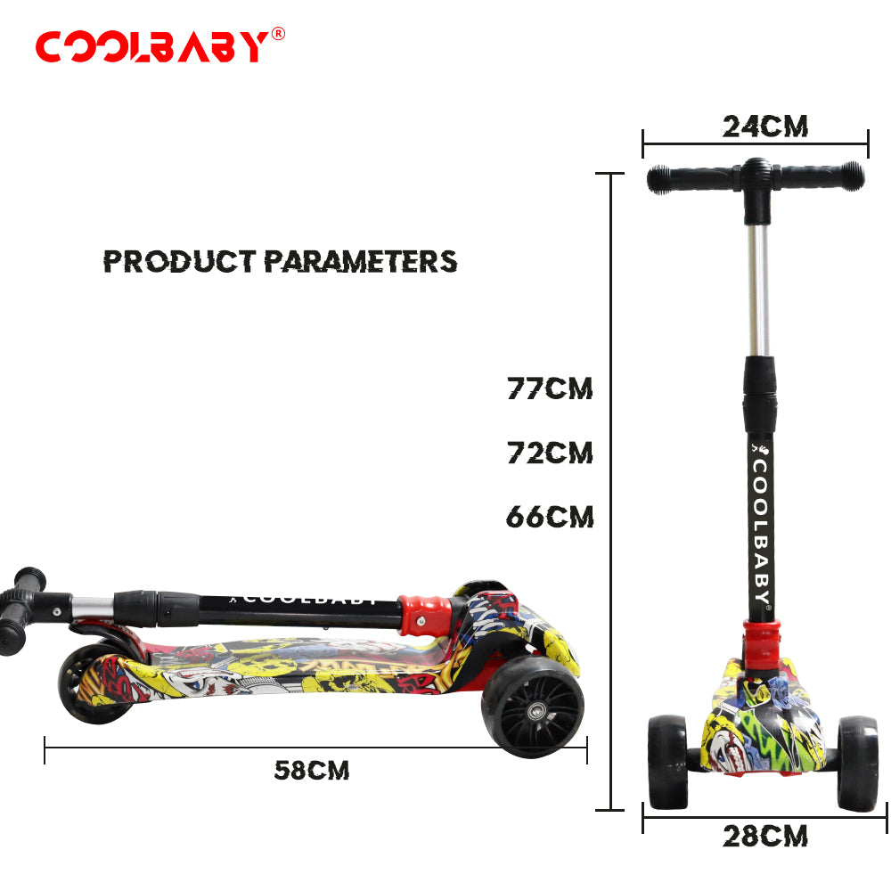 Coolbaby 303-JW Kid's Scooter 3-Wheel Mini Scooter Best For Gifts For Children From 3 To 12 Years Old - COOL BABY