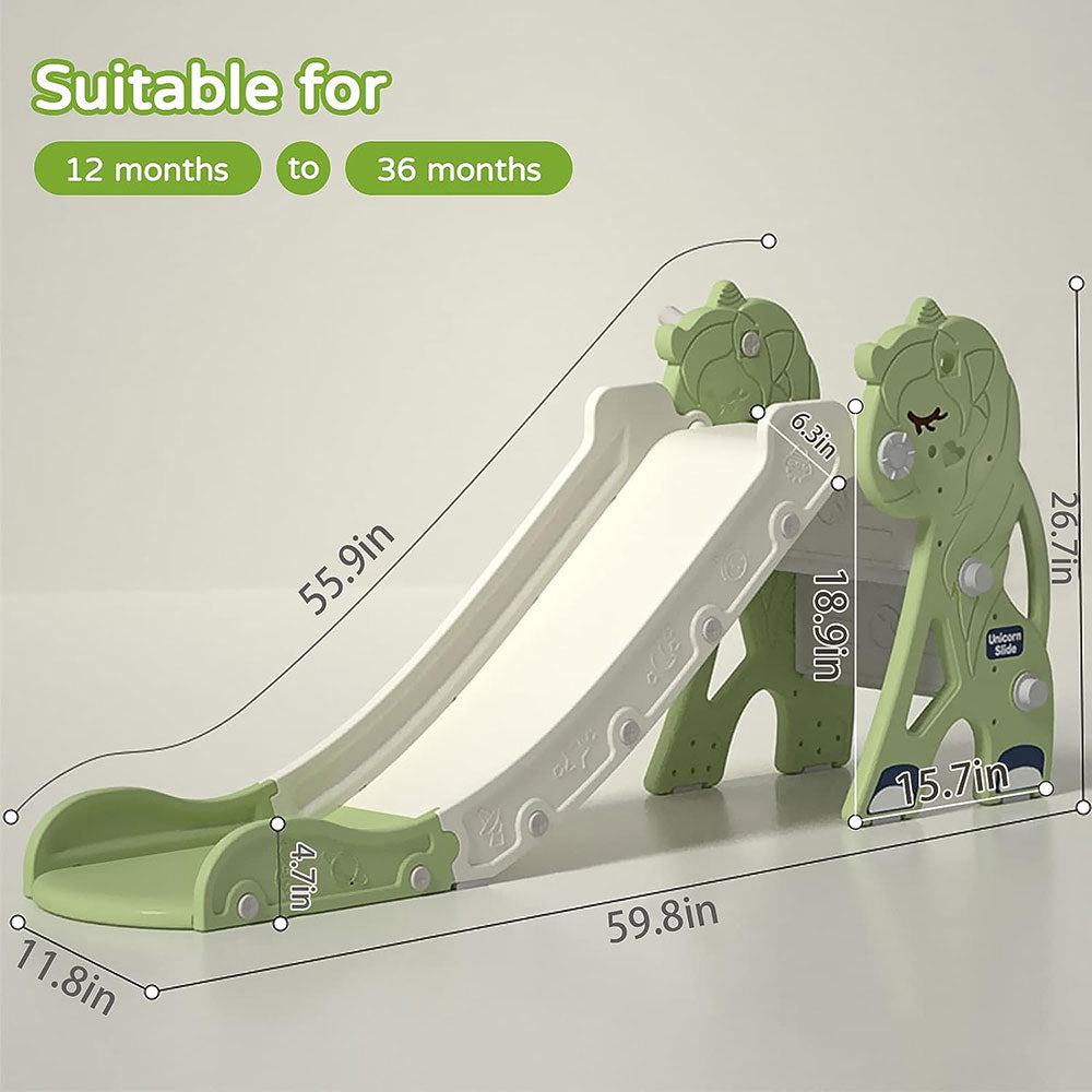 COOLBABY WQSJ003 Kid Slide for Toddler Age 1-3,Playground Climber Slide Playset,Multifunction Indoor Outdoor Plastic Slide with Basketball Hoop & Ring Game & Story Machine - COOLBABY