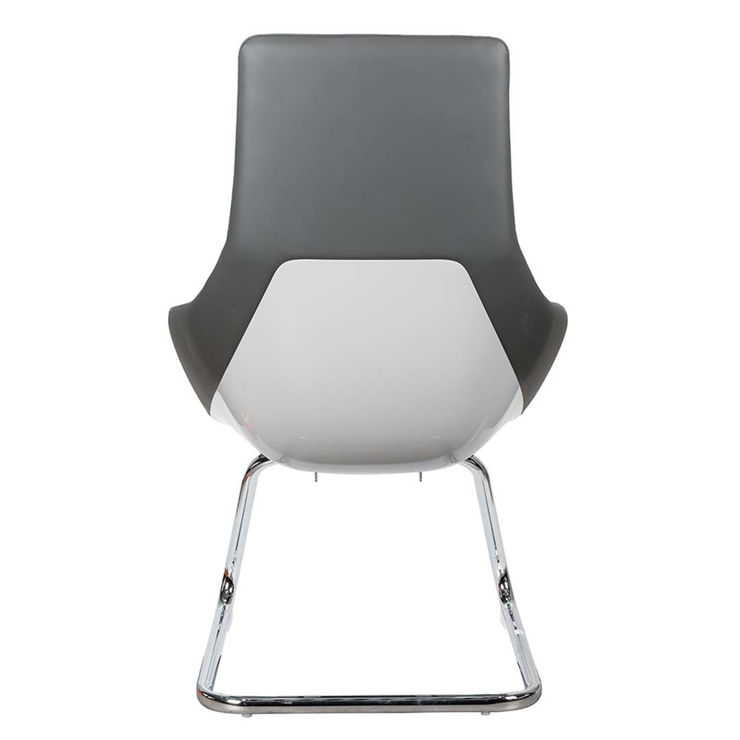 COOLBABY Ergonomic High-Back Office Chair - Durable Grey PU Leather, Chrome Frame - COOLBABY