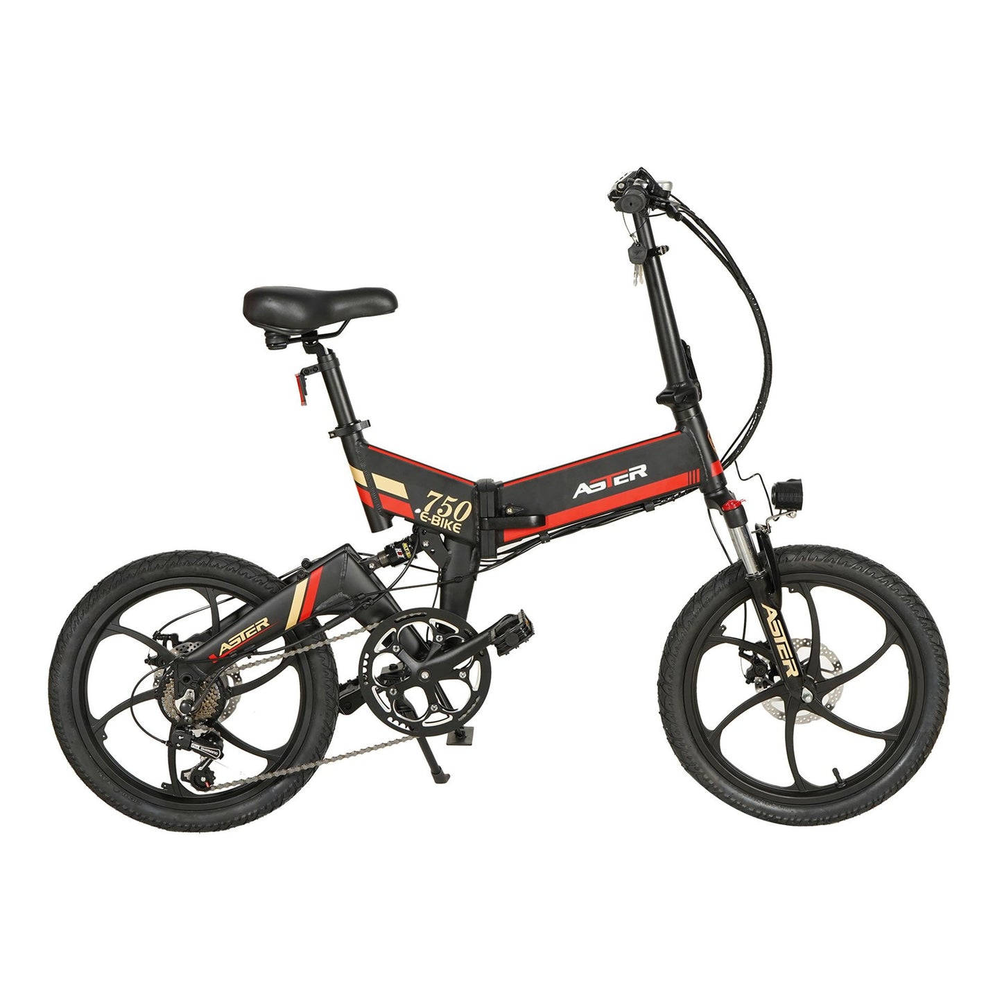 Aster Electric Multi-purpose Bicycle with 7 Gear, 20 Inch - Red & Black - COOLBABY