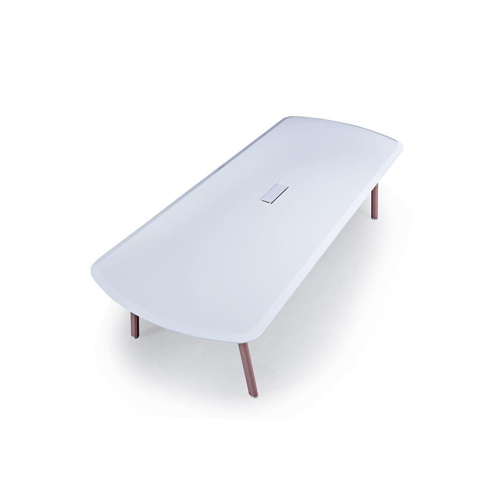 Neo Front MDF Meeting Table Rectangular Conference Desk White Powder Coated Meeting Desk for up to 10 person, 3m - COOLBABY