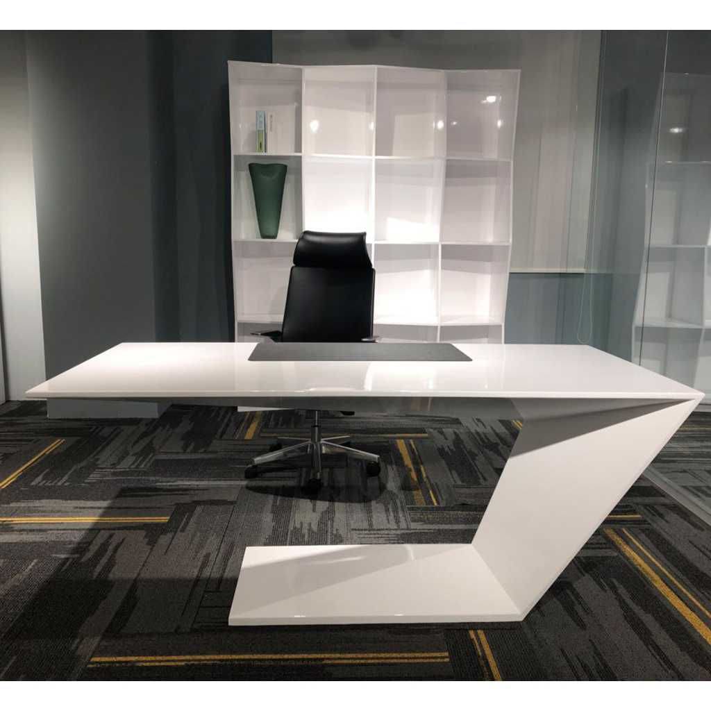 Huimei Glossy Executive Office Table, Glossy White, BG-9903-160 - COOLBABY