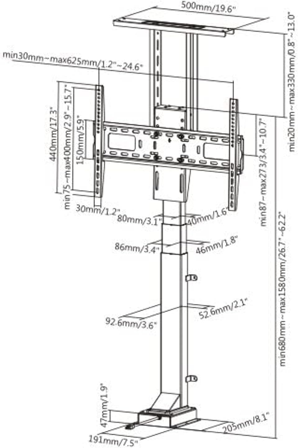 Height Adjustable TV Stand with Motorized Technology with Remote Control - COOLBABY