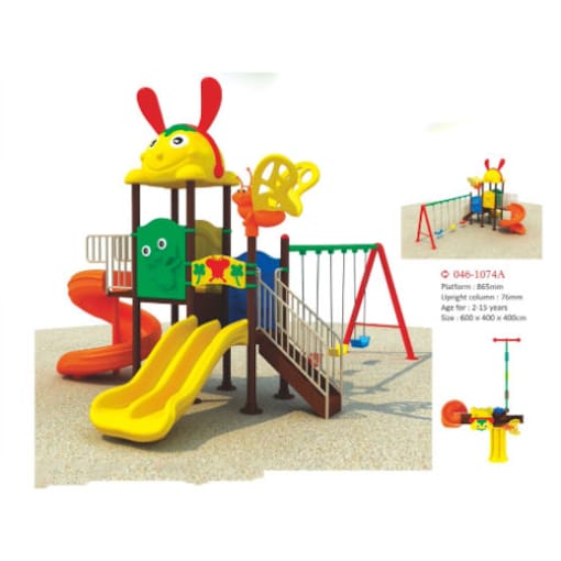 Galb Outdoor Playground with S Slide, double slide & 3 seater Swing slide - Measuring 600cm*400cm*400cm - COOLBABY