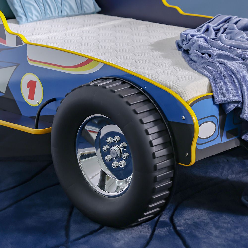Ranger Sports 90×190 Car Bed – Blue, Engineered Wood, ABS Accents, Slatted Base - COOLBABY