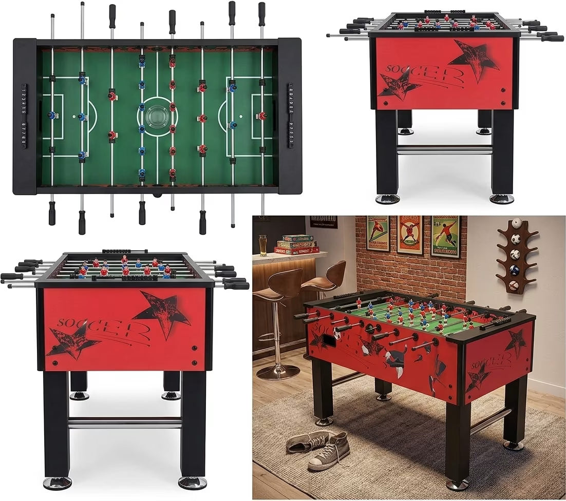 Soccer Table ST‑3030 – Half K/D Foosball Table with Durable MDF Build, Telescopic Rods & Anti‑Slip Handles (140.2 × 75.5 × 89.7 cm)