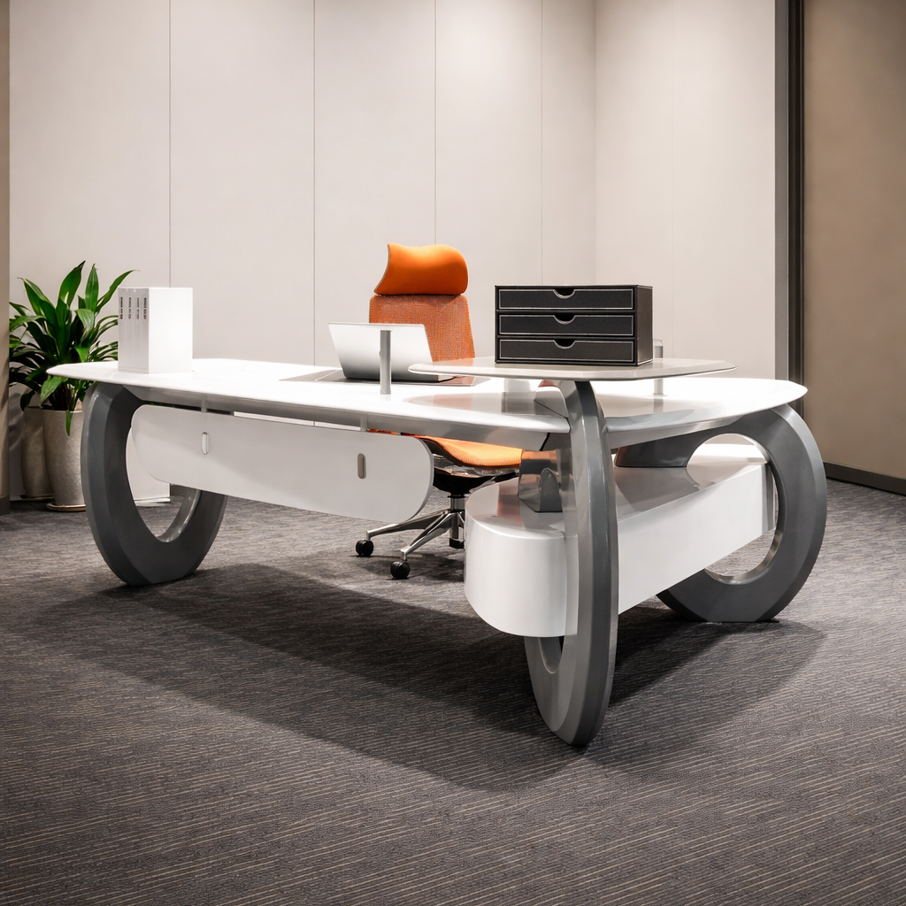Executive Office Table – Glossy Grey Color (Model BG‑999)