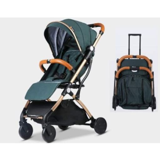 Portable Baby Stroller Travelling Pram, Grey, Green - COOLBABY