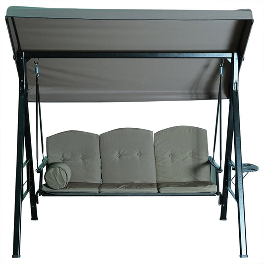 Outdoor Garden Triple Seater Swing Chair - Beige - COOLBABY
