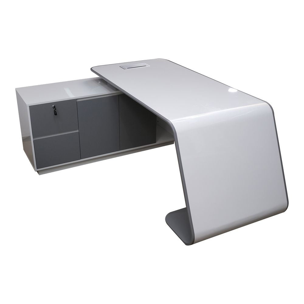 Huimei Executive Office Table, Glossy White, BG-9968 - COOLBABY