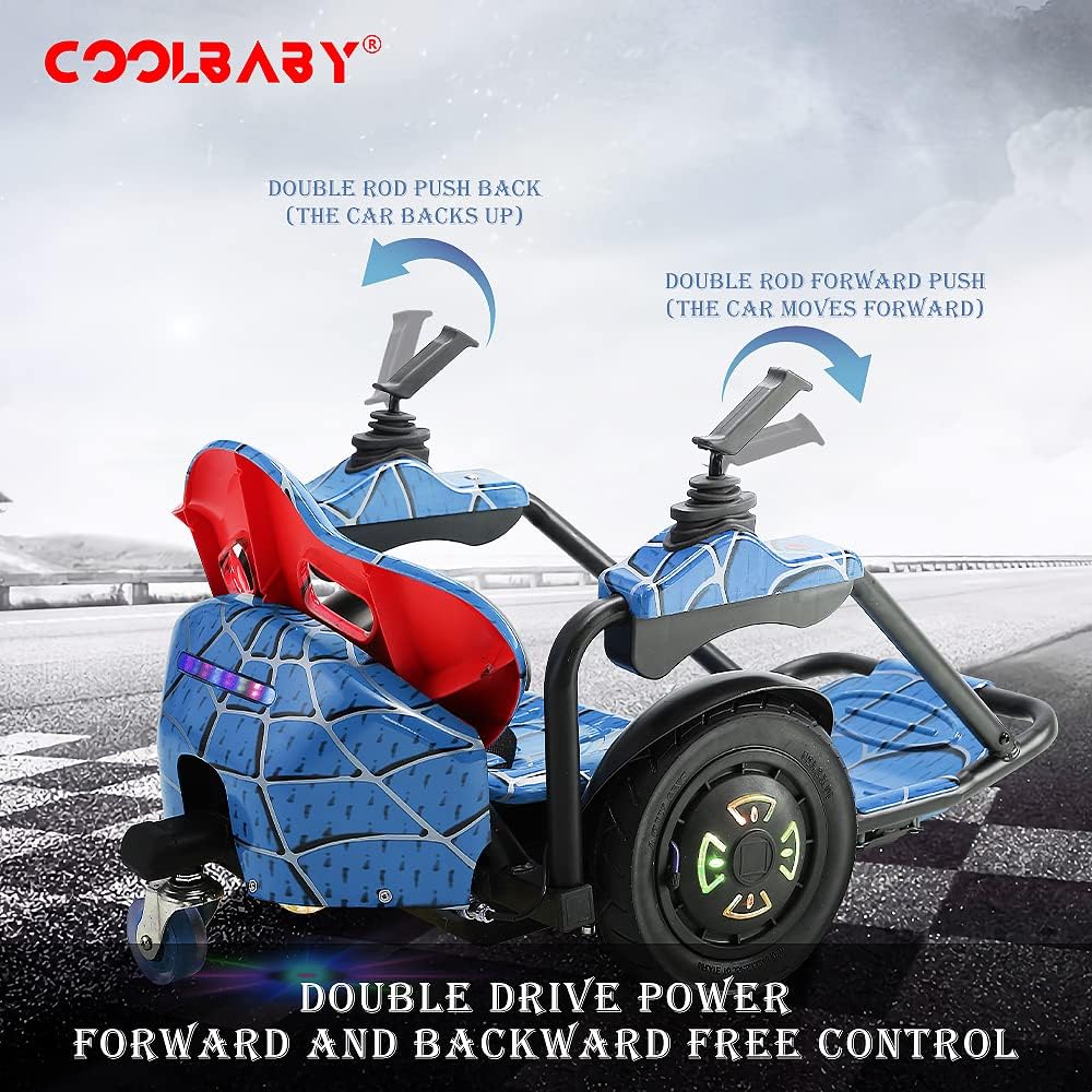 COOLBABY K8 360 Drift 10 "Tires Two-Handed Electric Scooter Go Cart Kating Car for Kids - COOLBABY