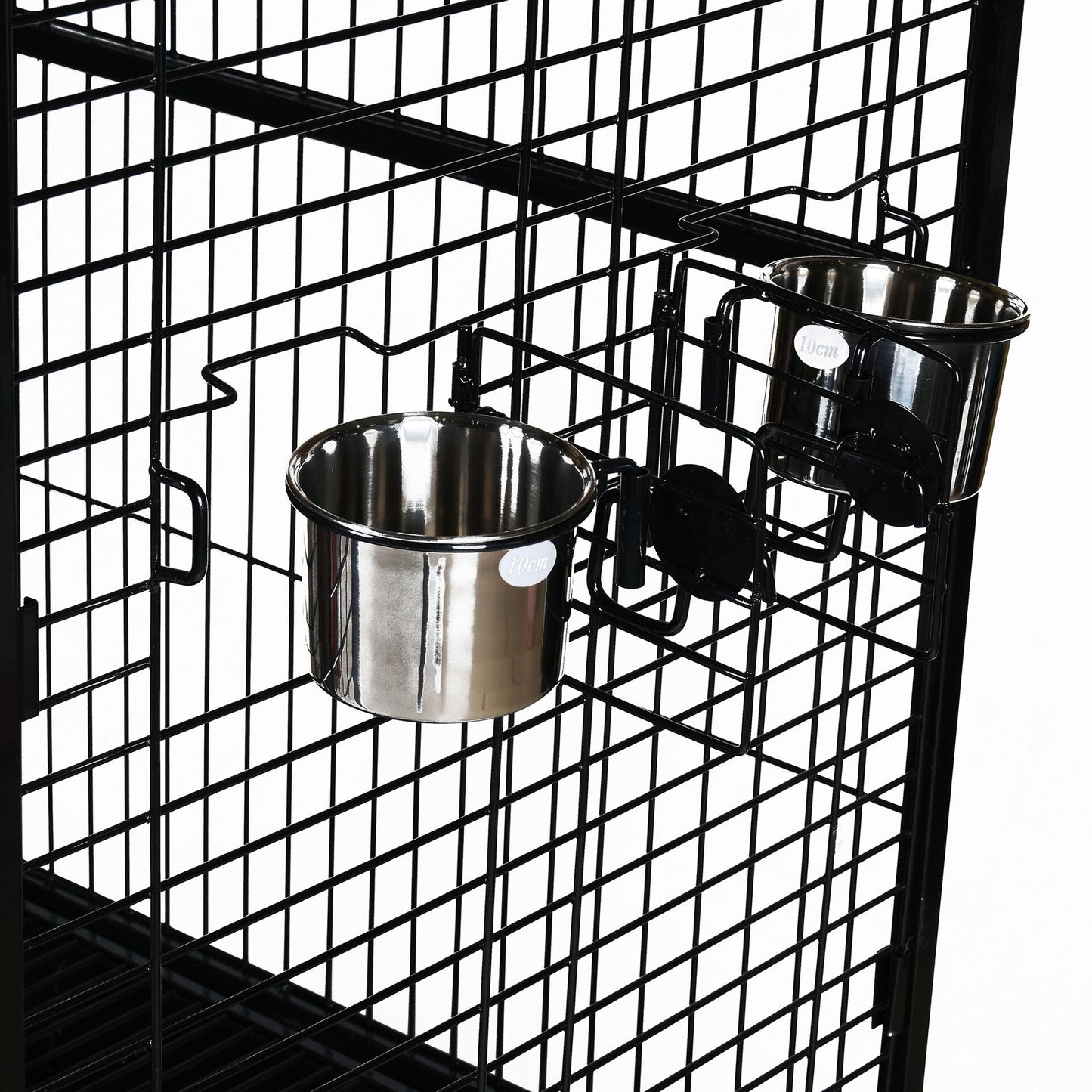 Bird Cage With 3 Feeder Bowl, 2 Wooden Stick, Wheels With Top Open - COOLBABY