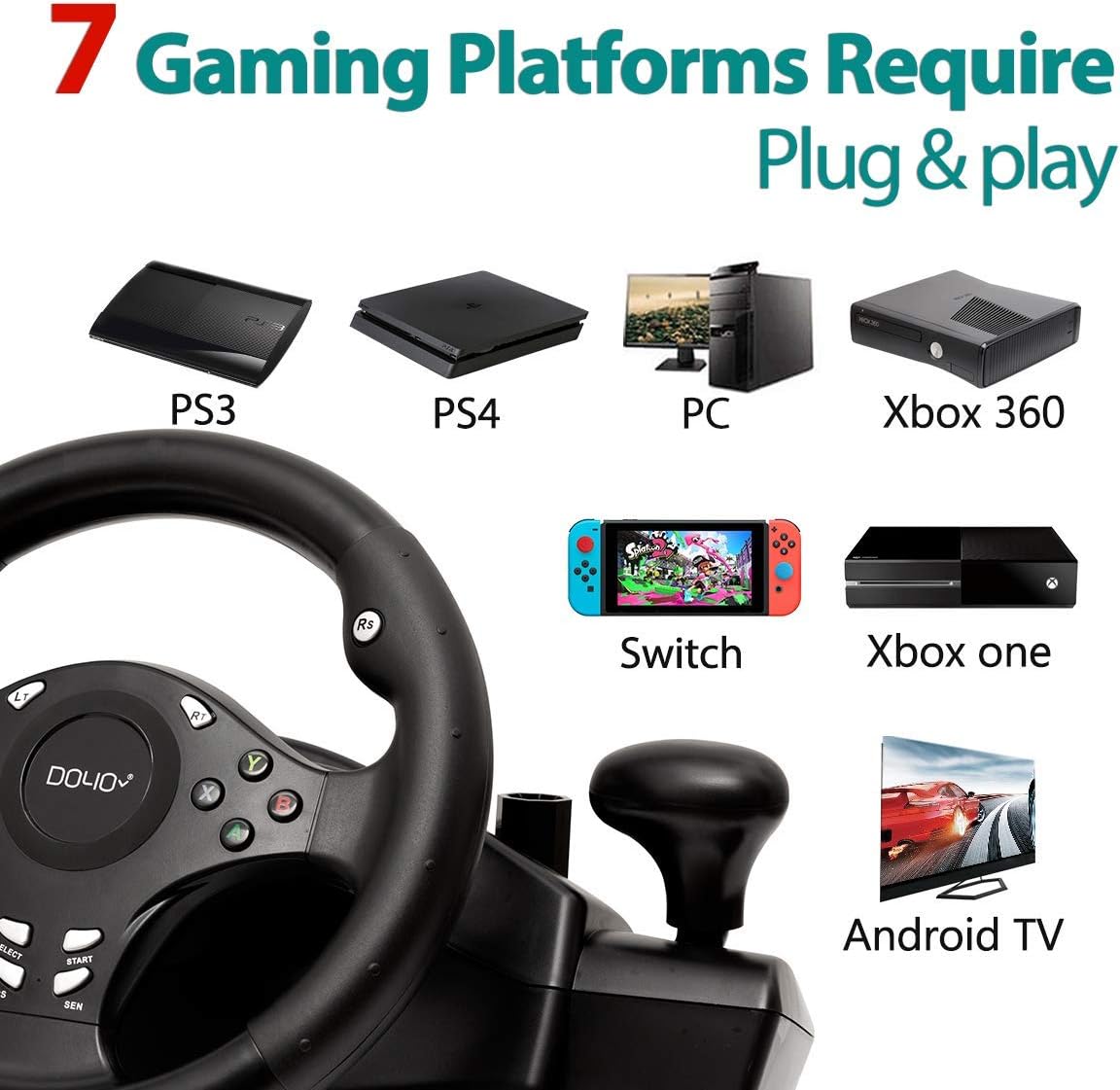 COOLBABY ZJJA95-YK High-Performance Racing Wheel for PC, PS4, Xbox, and More - COOLBABY