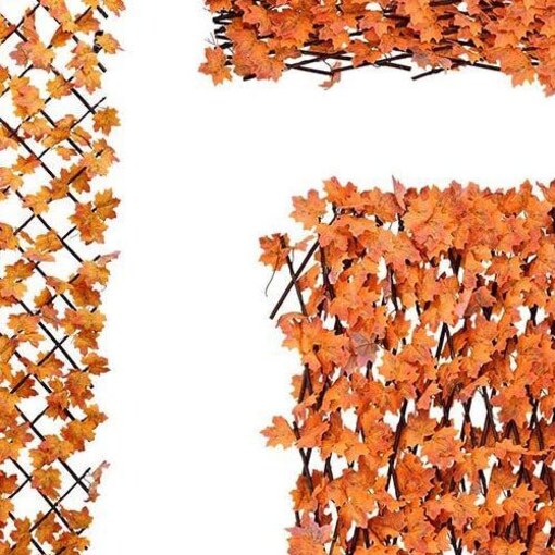 Bamboo Wooden Expandable Wicker Fence with Maple Leaves, 12Pcs - COOLBABY