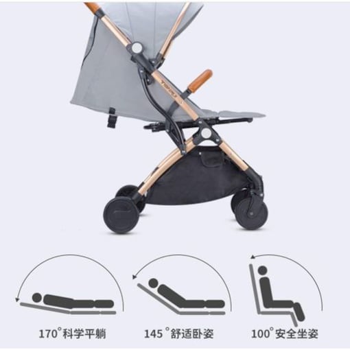 Portable Baby Stroller Travelling Pram, Grey, Green - COOLBABY