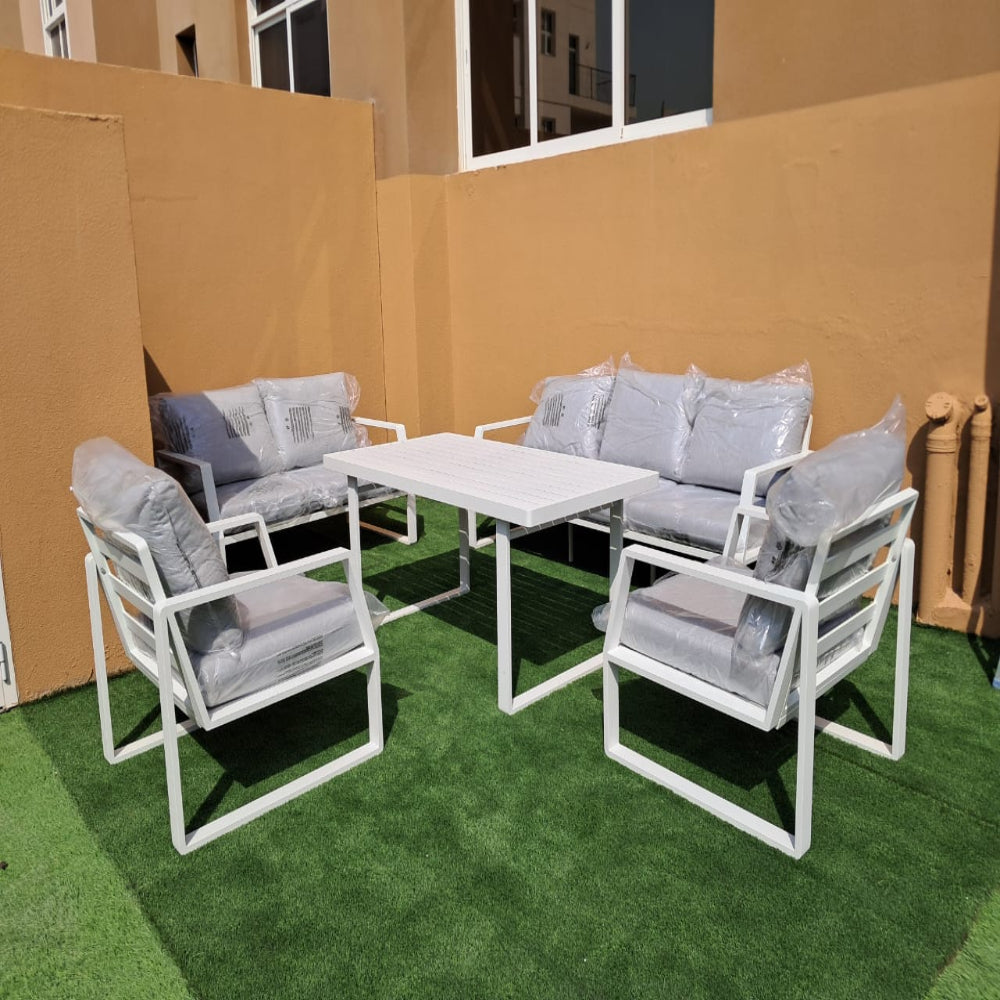 Garden Sofa Set 7 Seater Aluminum Frame Sofa Set with Cushions and Table - COOLBABY