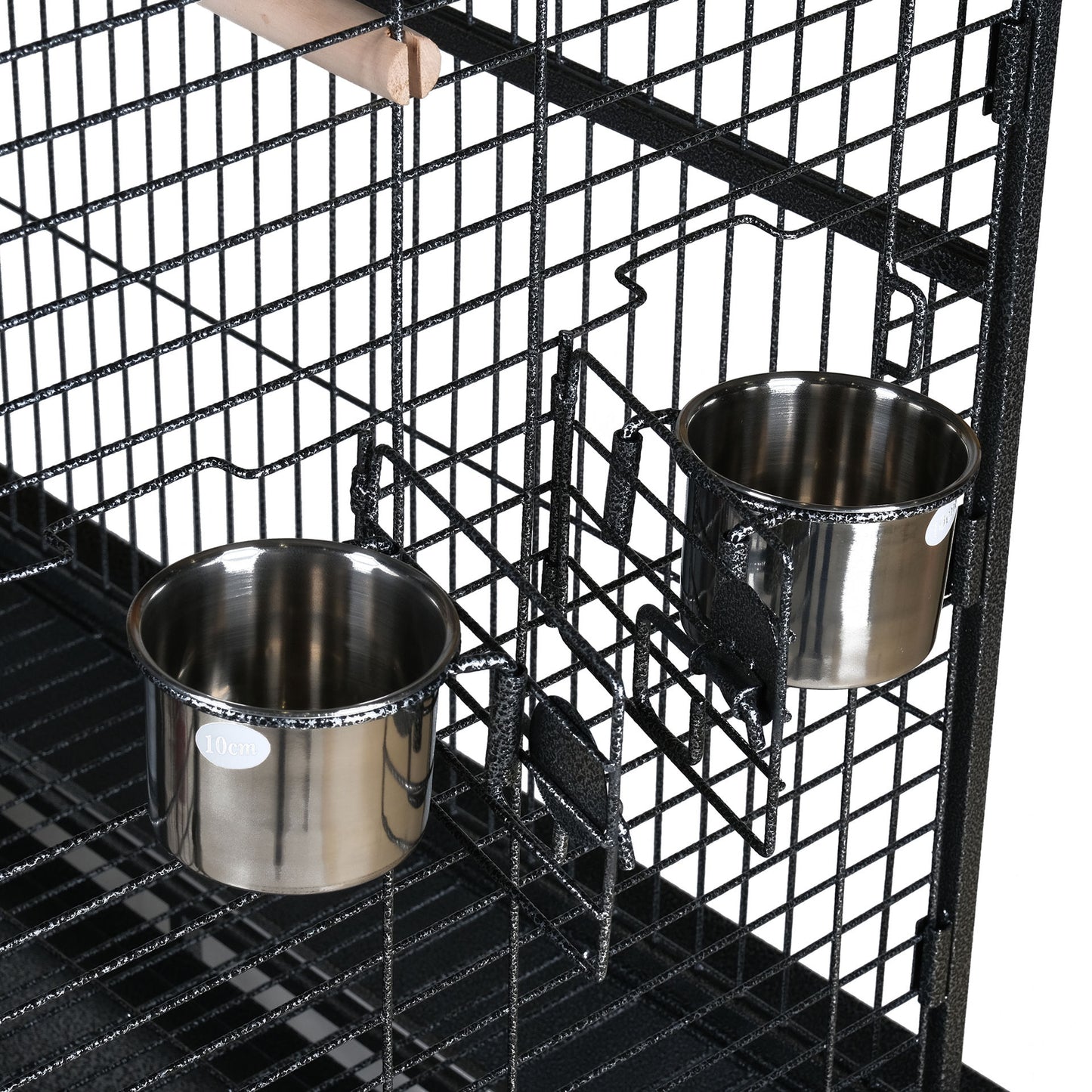 Bird Cage With 5 Feeder Bowl, Wooden Stick, Wheels With Top Open - COOLBABY