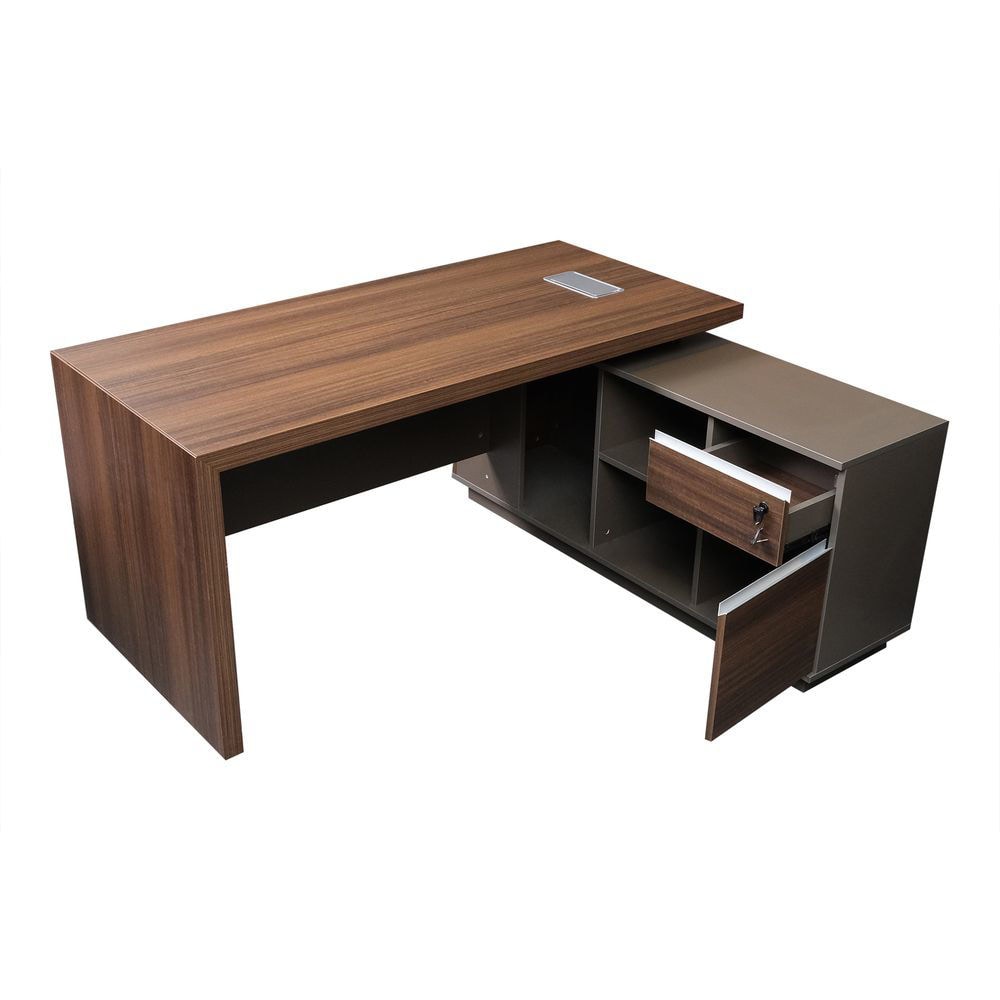 Huimei Executive Office Table, Brown & Grey, BT140 - COOLBABY