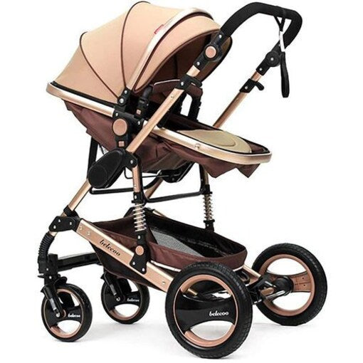 Newborn Baby Foldable Anti Shock Stroller, Champagne Gold - COOLBABY