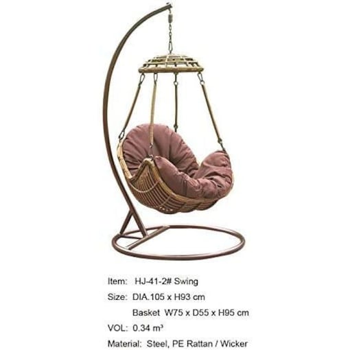 CFC Rattan Garden Hammock Swing Chair - Brown - COOLBABY