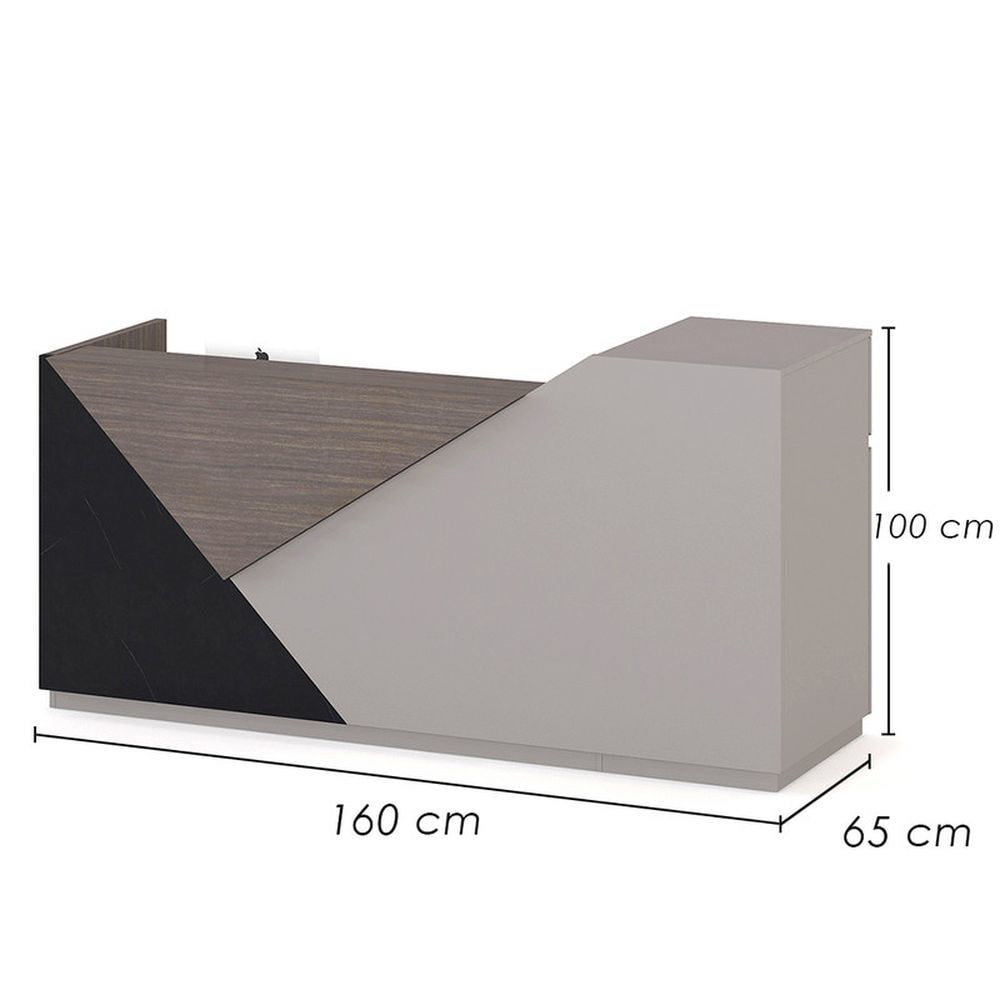 Neo Front Office Reception Table Wooden Reception Desk With Drawers, Brown - COOLBABY