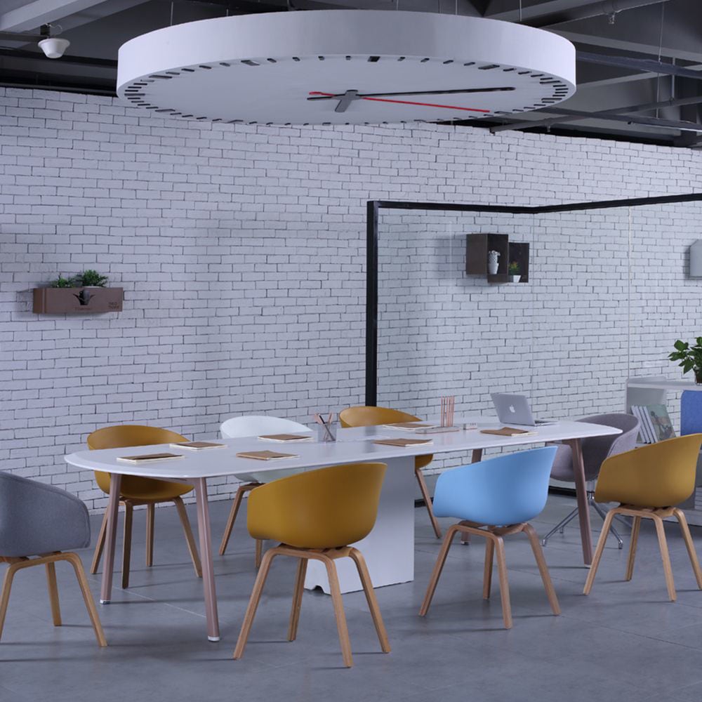 Neo Front MDF Meeting Table Rectangular Conference Desk White Powder Coated Meeting Desk for up to 10 person, 3m - COOLBABY