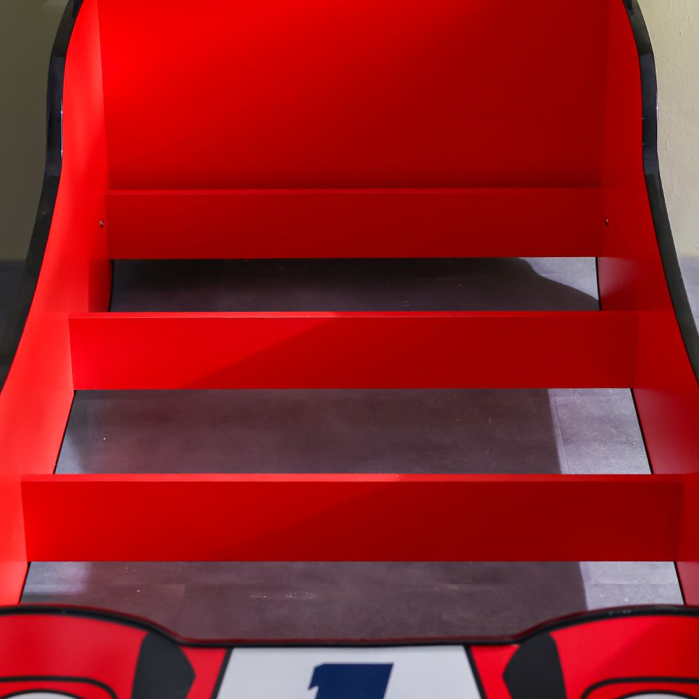 Ranger 70×130 Toddler Car Bed – Red, Engineered Wood, ABS Accents, Slatted Base - COOLBABY
