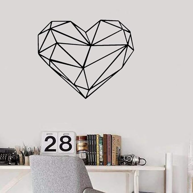COOLBABY WWG42 Black Geometric Heart Wall Sticker for Home Decor Shaped Art Modern | Living Room WWG42-SRK - COOLBABY