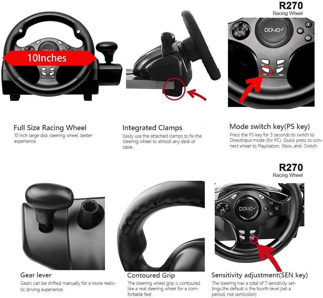 COOLBABY ZJJA95-YK High-Performance Racing Wheel for PC, PS4, Xbox, and More - COOLBABY