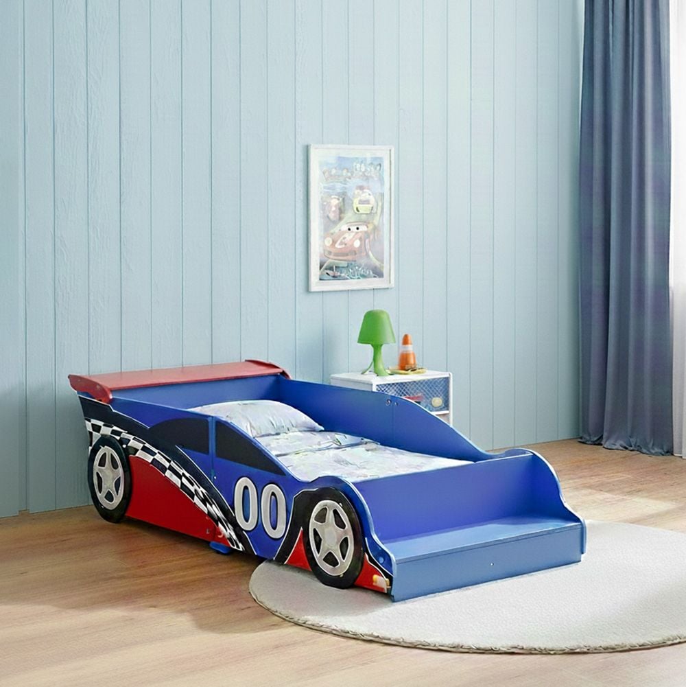 Ranger 70×130 Toddler Bed – Red & Blue, Engineered Wood, Painted Finish - COOLBABY