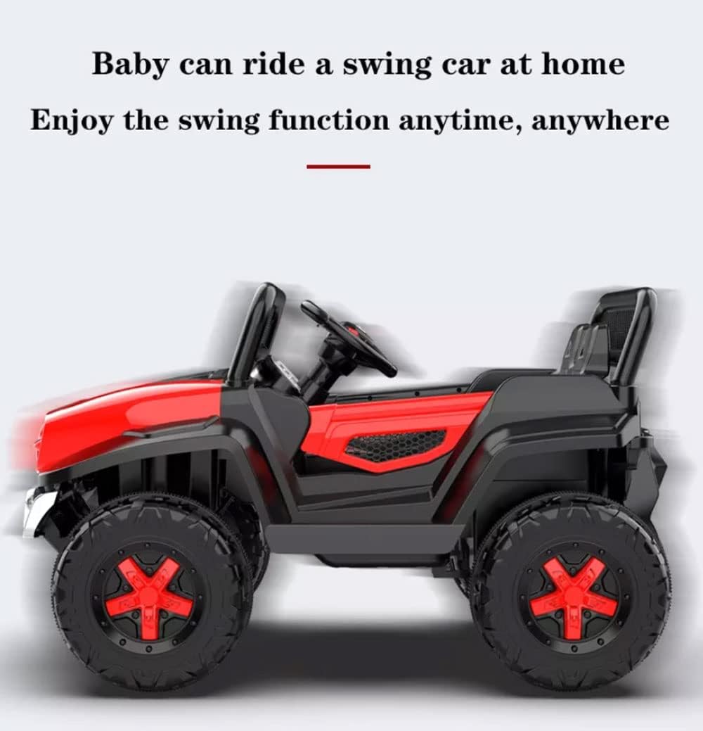 GettBoles 158 Battery Operated Ride on Jeep for Kids with Music, Lights and Swing- Electric Remote Control Ride on Jeep for Children to Drive of Age 1 to 6 Years, Metallic Red - COOLBABY