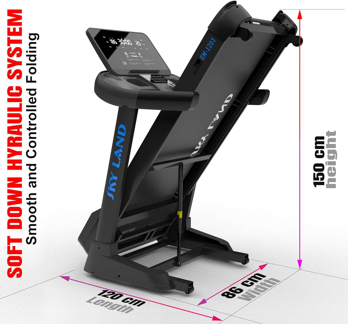 SKY LAND Fitness Treadmill - AC Motor Treadmill 7 HP Peak, Bluetooth, Auto Incline (20%), Max 150 kg - Premium Quality Treadmill for Home and Semi-Commercial Use | Treadmill With Multi App Support - COOLBABY
