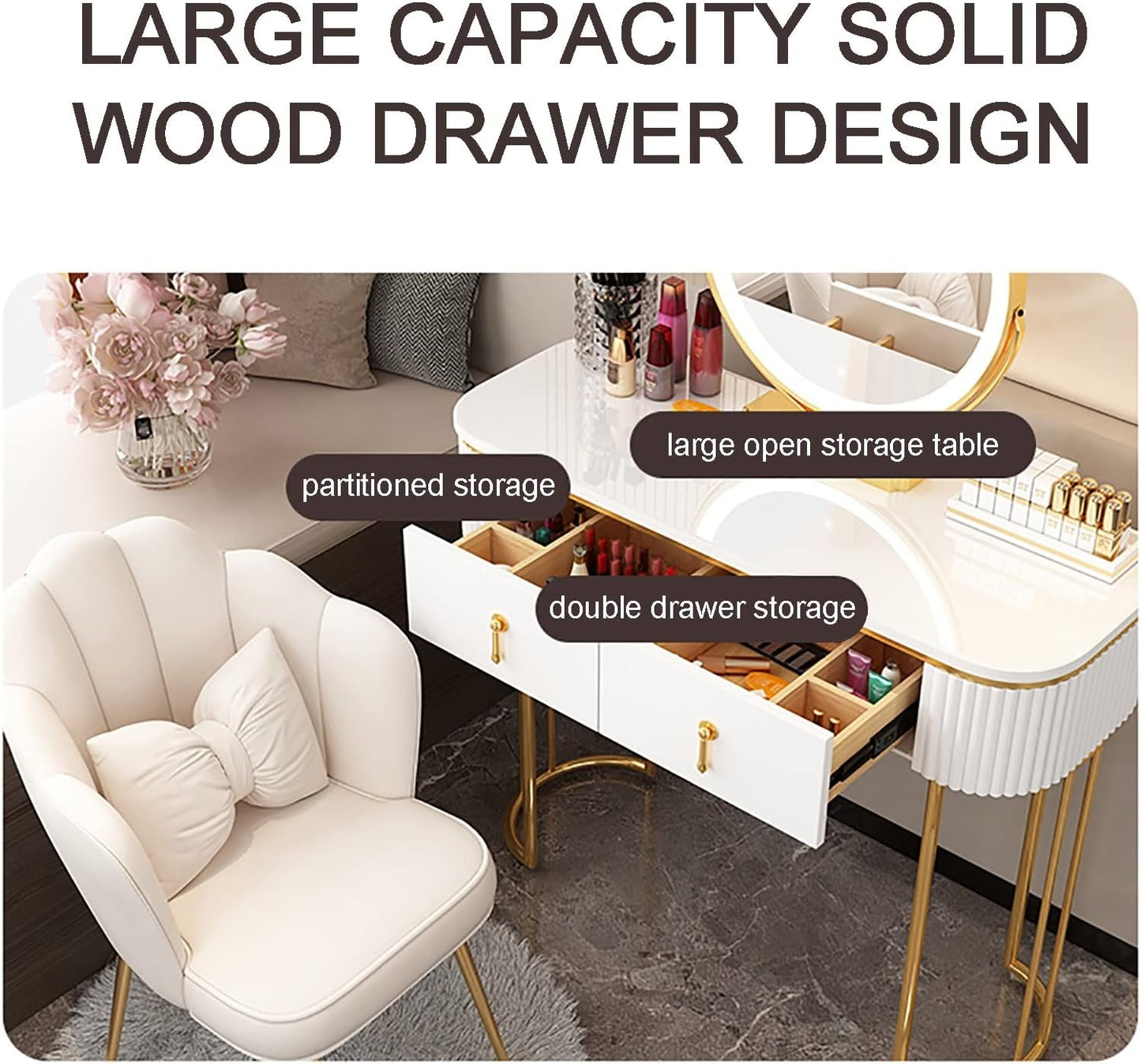 Mini modern simple light luxury Nordic style dressing table | Bedroom new favorite · Small makeup table · Exquisite storage design · Create your own beauty space - COOLBABY