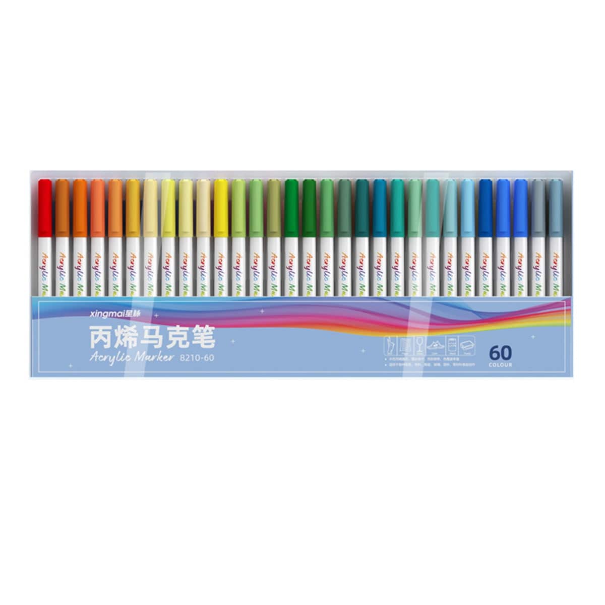 COOLBABY 60-Color Acrylic Paint Pen Double-Sided Acrylic Paint Pen, With Double-Sided Acrylic Paint Pen, Suitable For Rock Painting Stone Ceramic Glass Wood Waterproof Non-toxic Fast Drying - COOL BABY