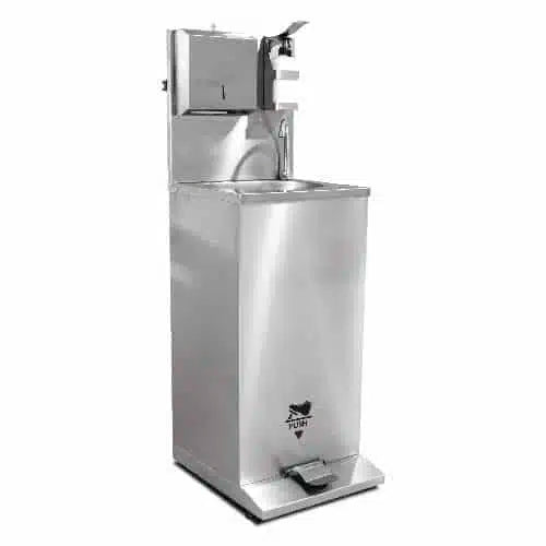 COOLBABY Stainless Steel Mobile Hand Wash Sink with Foot-Operated Water Flow & Elbow - COOLBABY