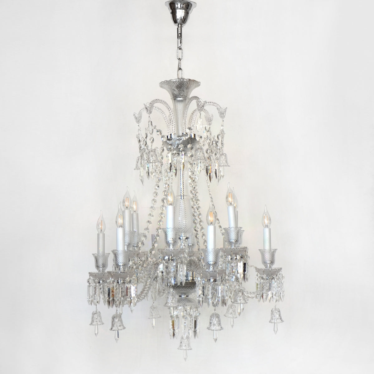 Candle Crystal Chandelier 12 Arms - Silver - COOLBABY