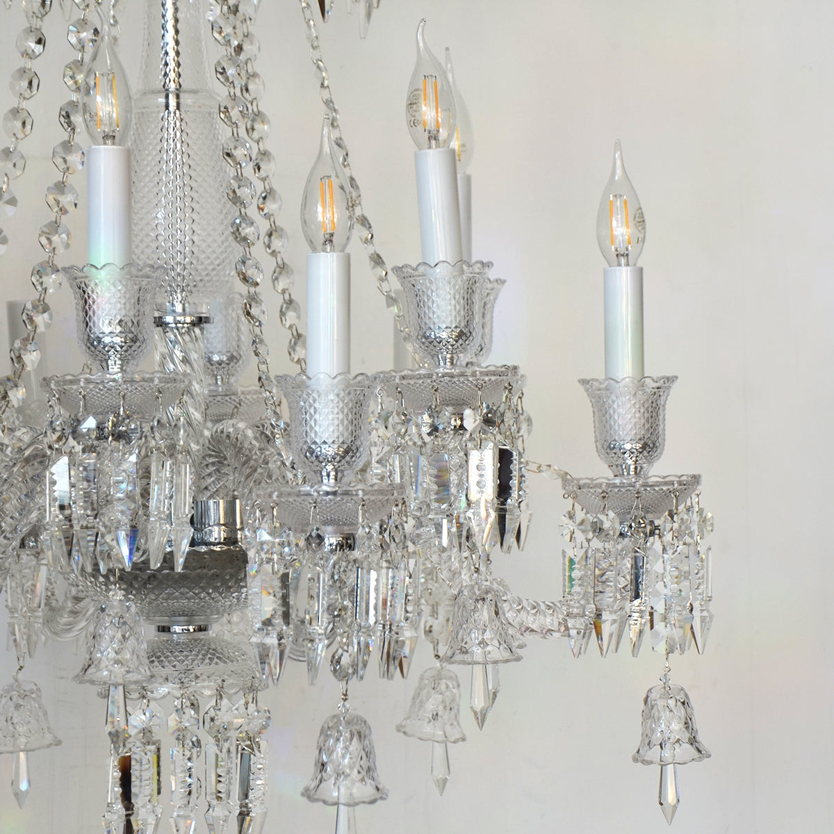 Candle Crystal Chandelier 12 Arms - Silver - COOLBABY