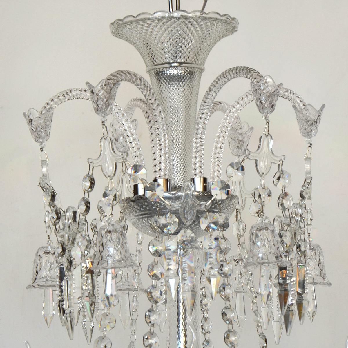Candle Crystal Chandelier 12 Arms - Silver - COOLBABY
