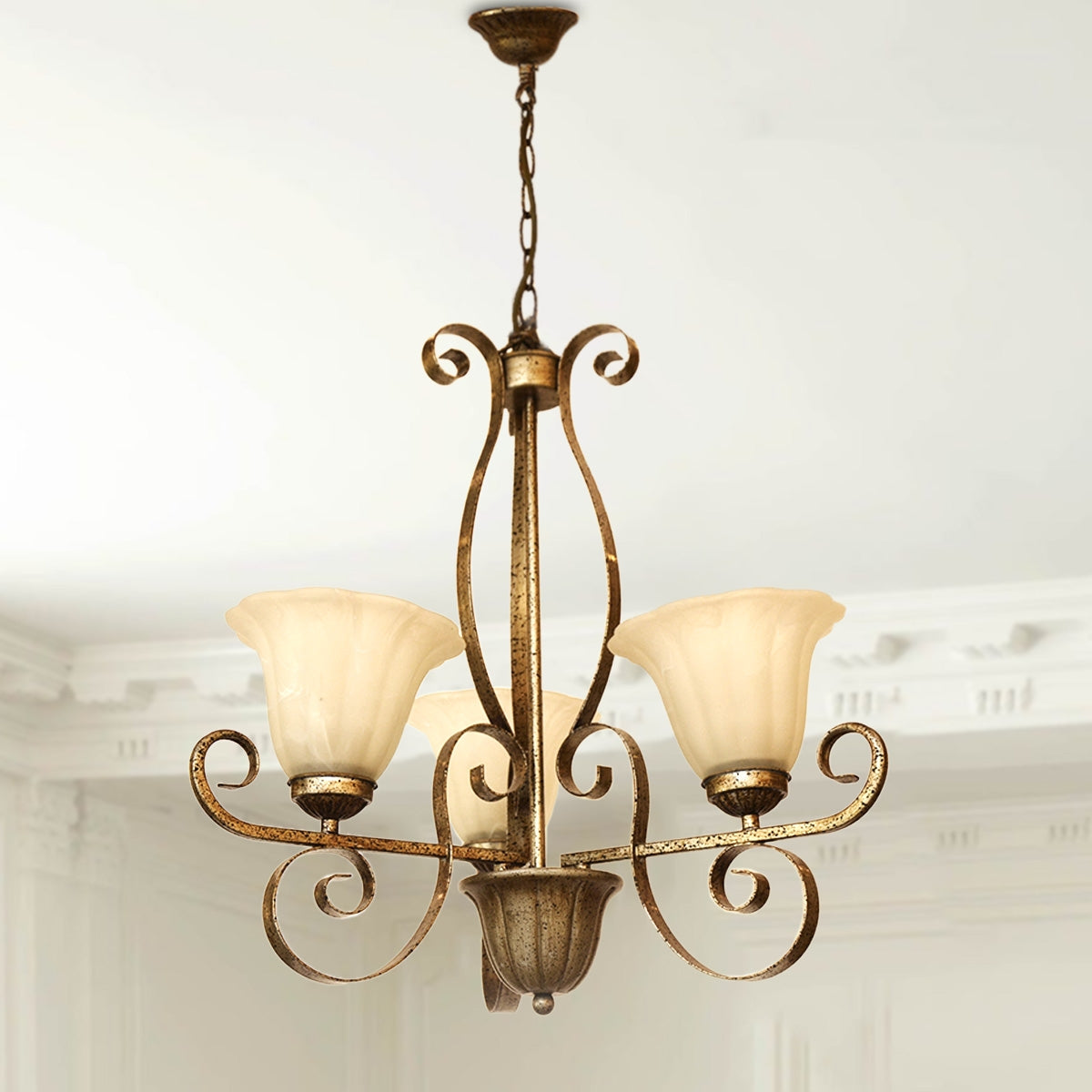 Up light Chandelier 3 Arms HLH-24108- Brass - COOLBABY