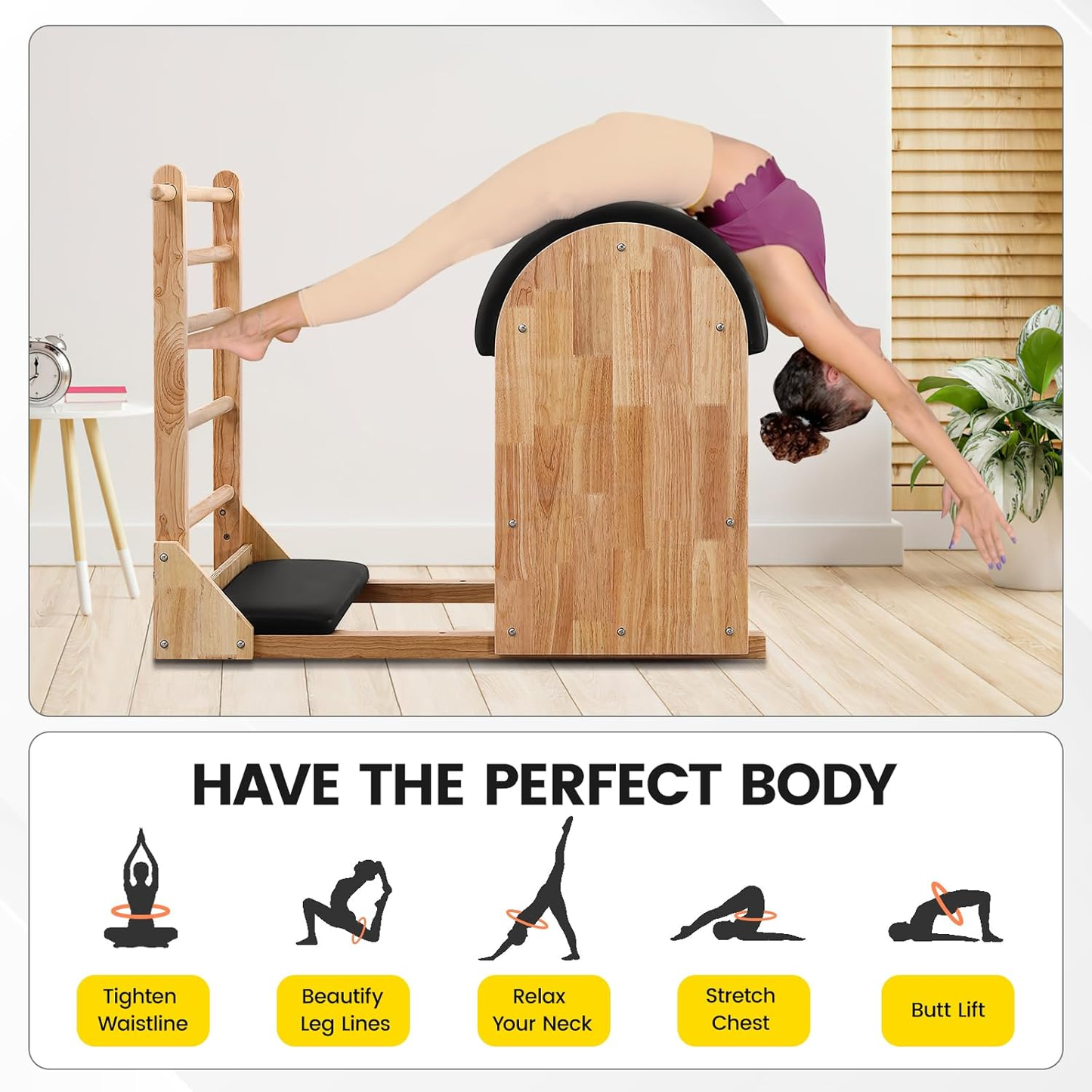 Oak Ladder Barrel Trainer Equipment Wood Pilates Ladder Barrel Pilates Training Bed Ladder Barrel Pilates