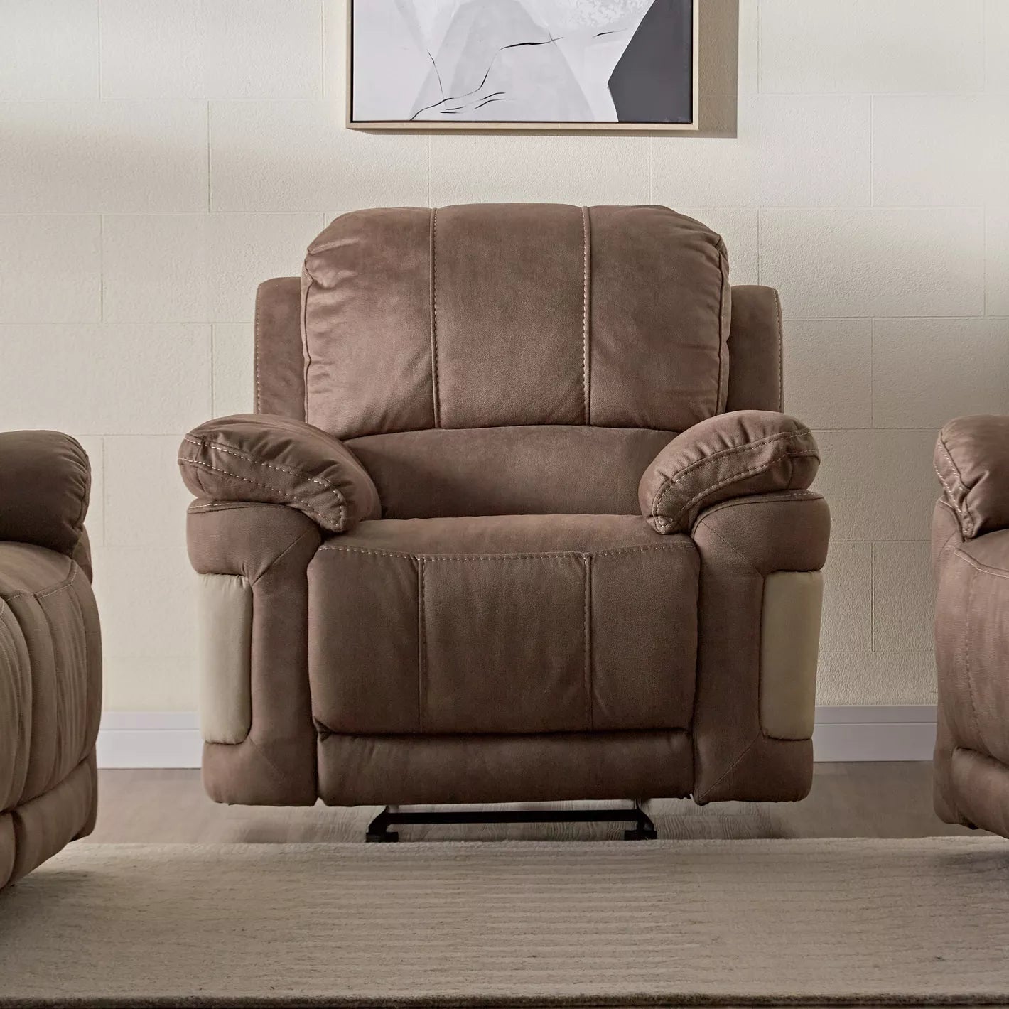 Modern Fabric Rocking Recliner With Adjustable Back And Curved Armrests - COOLBABY