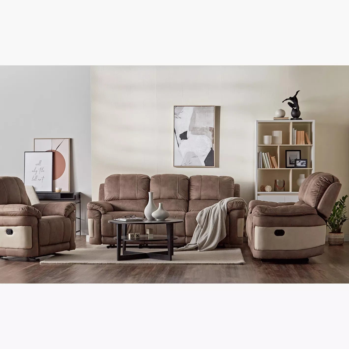 Modern Fabric Rocking Recliner With Adjustable Back And Curved Armrests - COOLBABY