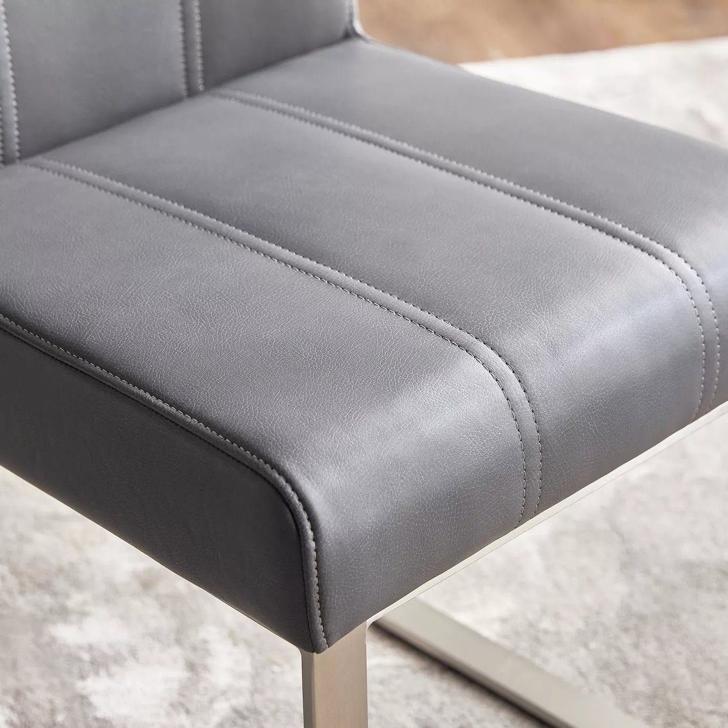 Modern Soft Fabric Dining Chair With Metal Legs - Grey - COOLBABY