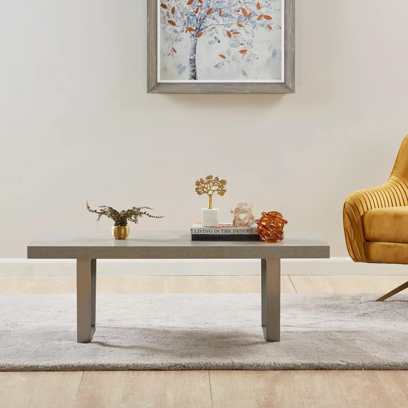 Wood Coffee Table With Aluminum Legs For Stylish Modern Room - COOLBABY