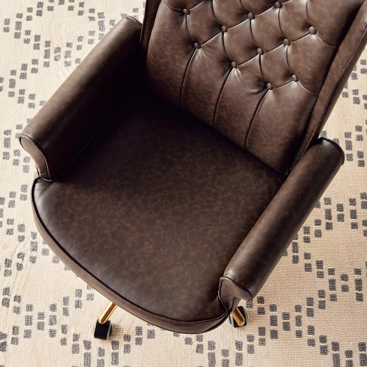 Study Chair, High-Back Office Chair With Faux Leather, Smooth Mobility, and Modern Luxe Style - COOLBABY