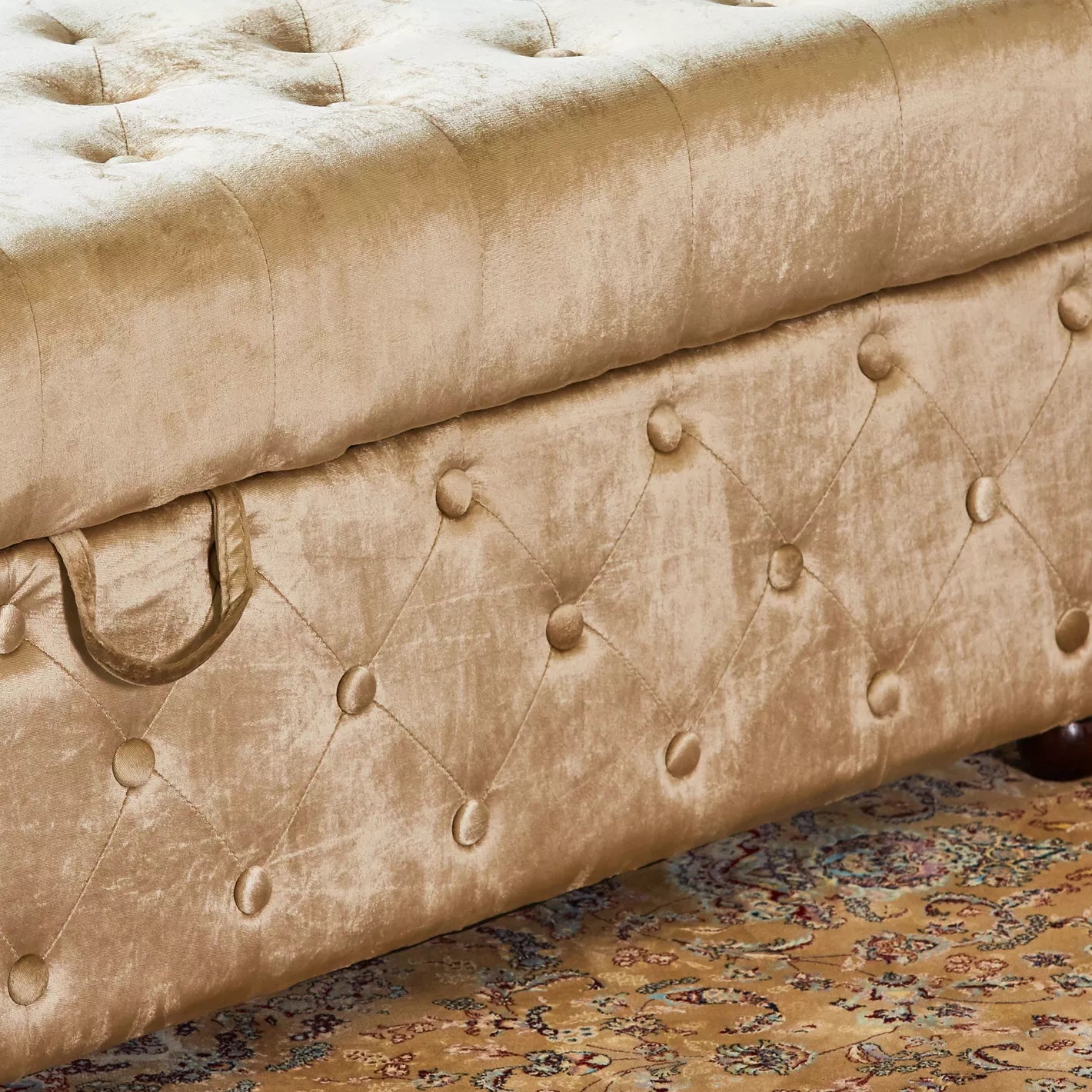 Stylish Modern Luxe Velvet Storage Bench For Living Room And Bedroom - Gold - COOLBABY