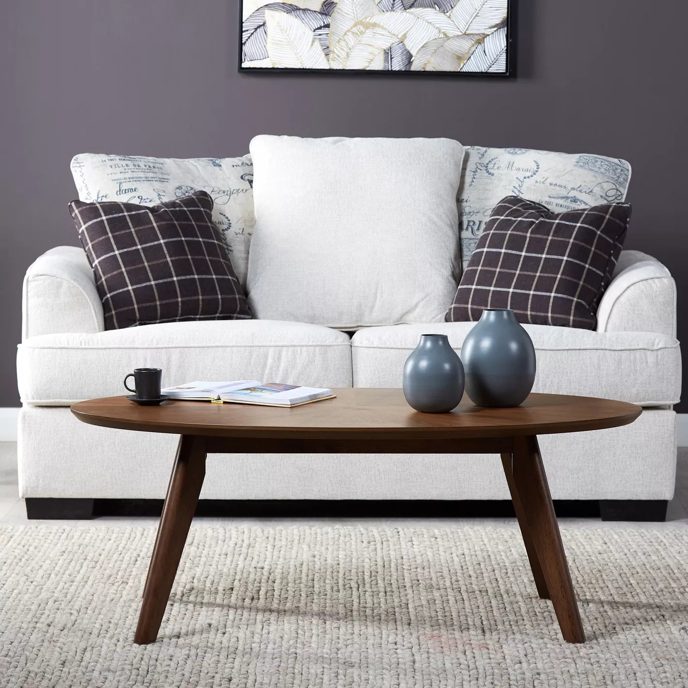 Coffee Table, Solid Wood Design 70 x 120 x 45 CM - Walnut - COOLBABY