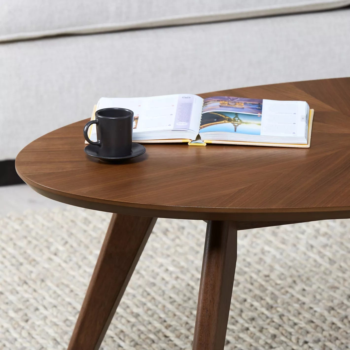 Coffee Table, Solid Wood Design 70 x 120 x 45 CM - Walnut - COOLBABY