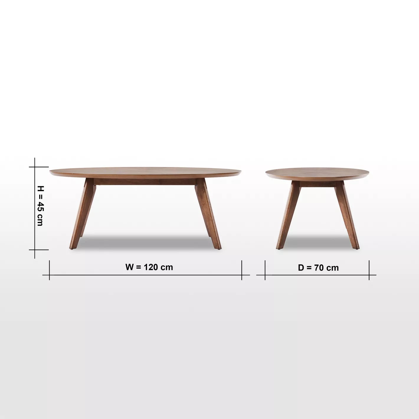 Coffee Table, Solid Wood Design 70 x 120 x 45 CM - Walnut - COOLBABY